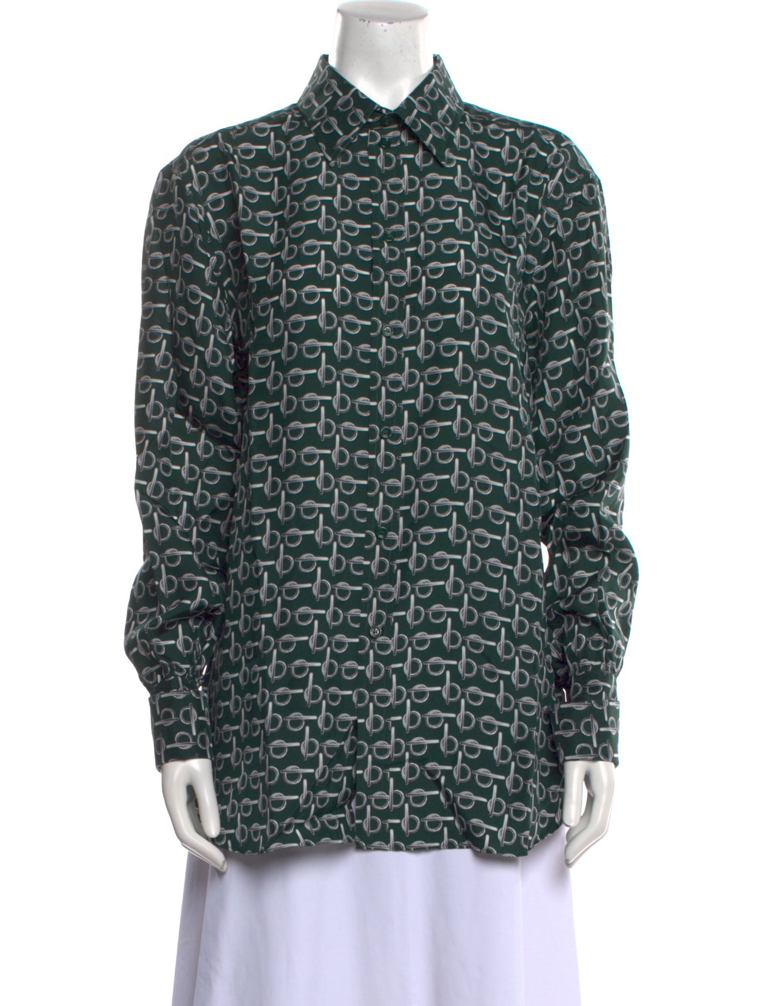 Burberry Silk Printed Button-Up Top w/ Tags