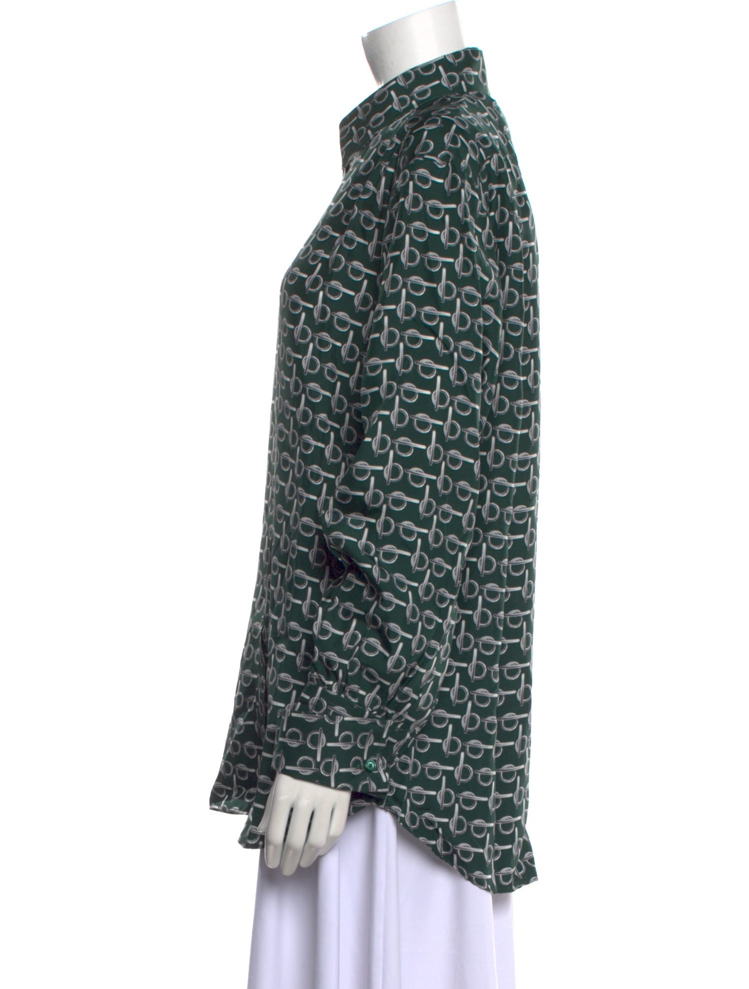 Burberry Silk Printed Button-Up Top w/ Tags