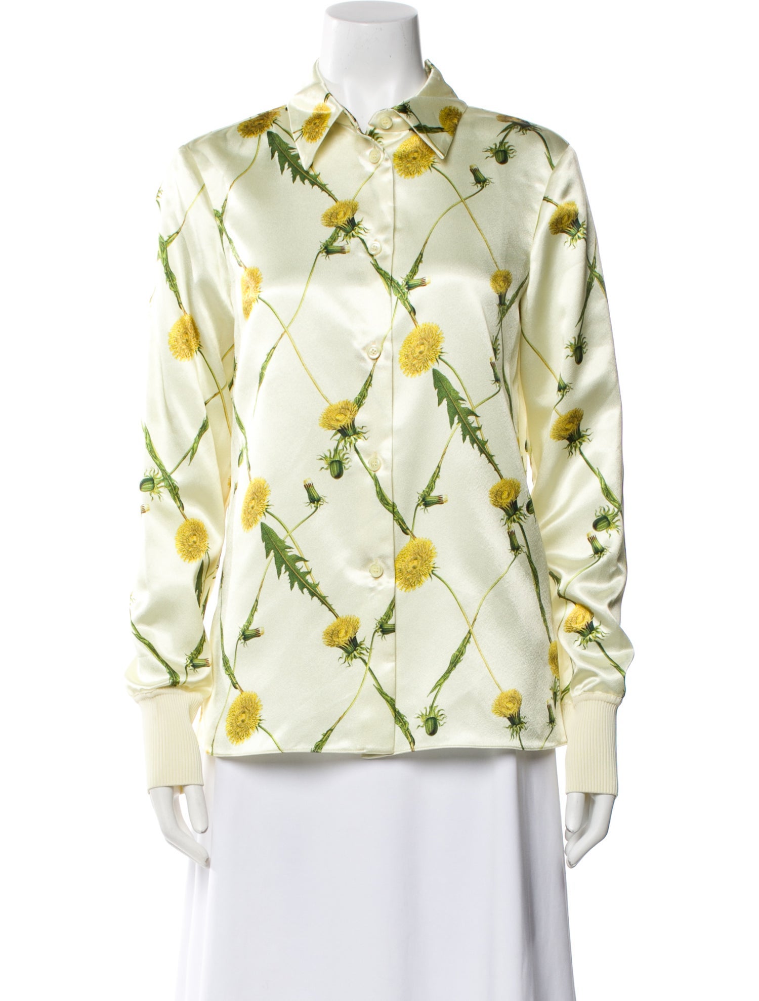 Printed Long Sleeve Button-Up Top