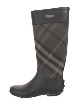 Burberry Rubber Plaid Print Rain Boots