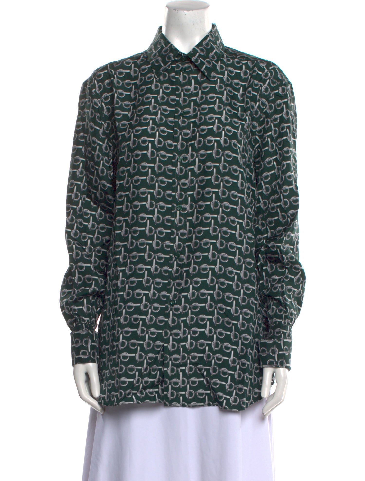 Burberry Silk Printed Button-Up Top w/ Tags