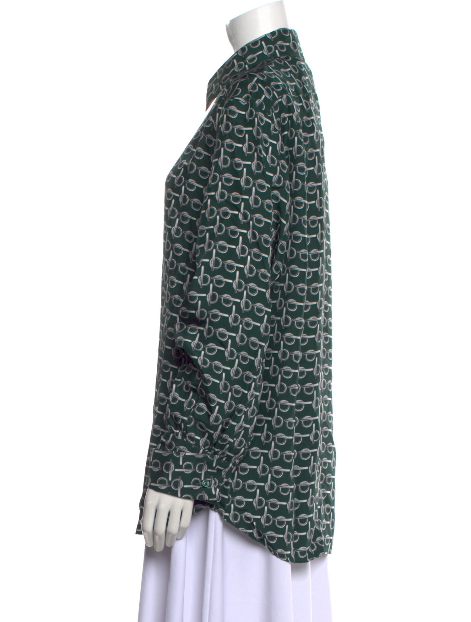 Burberry Silk Printed Button-Up Top w/ Tags