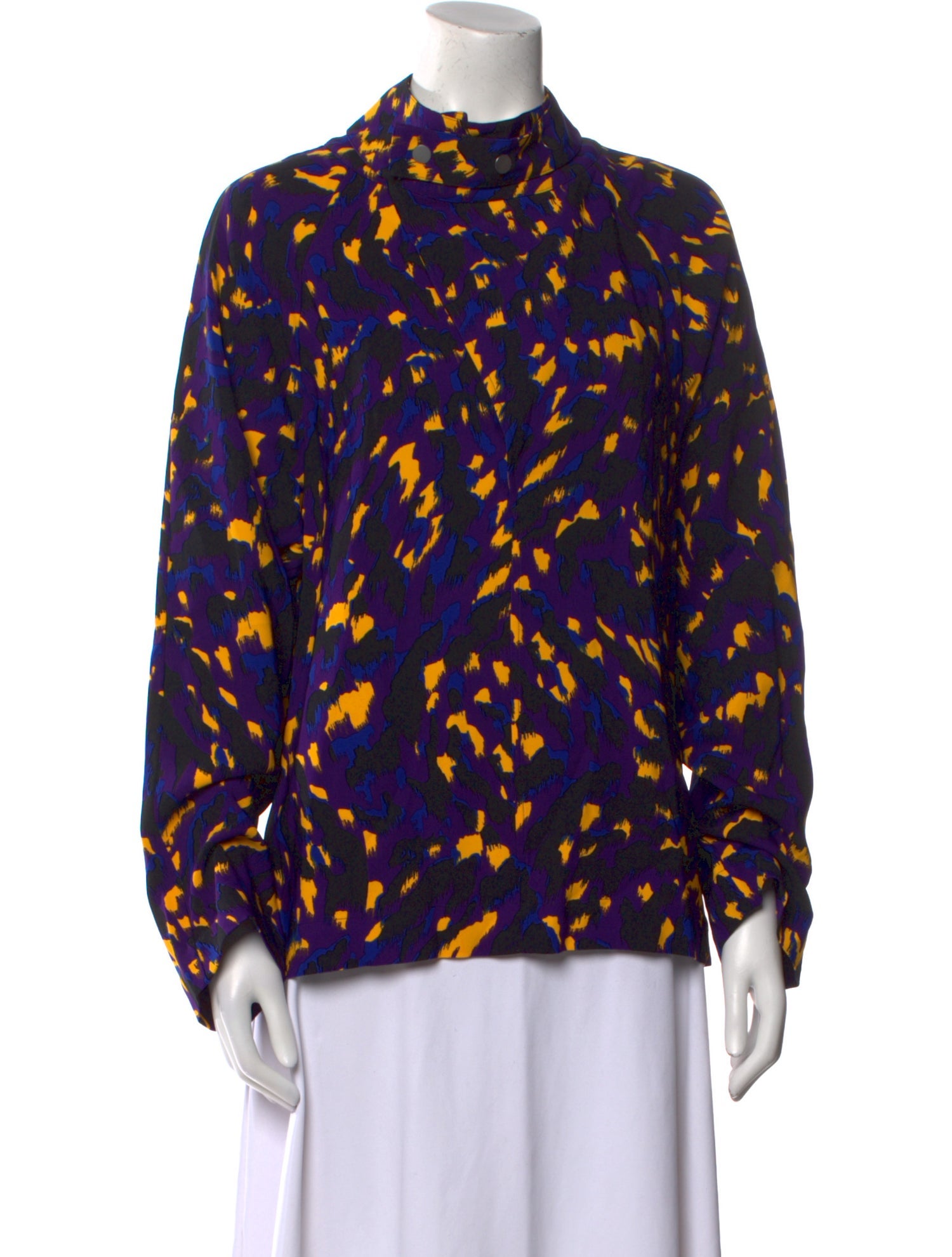 Burberry Printed Mock Neck Blouse