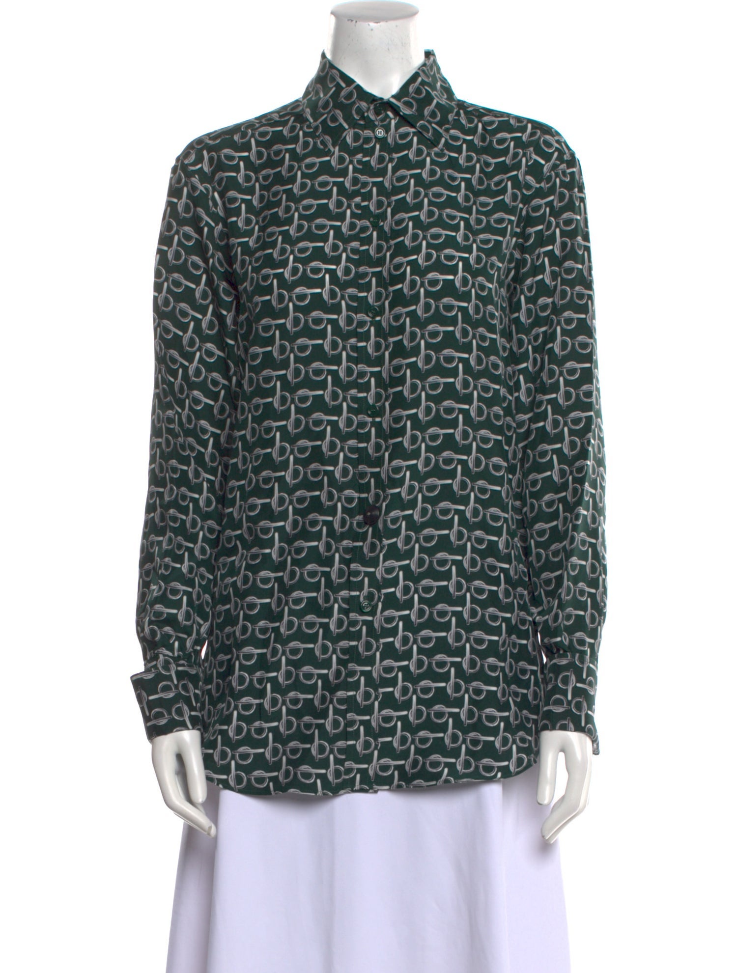 Burberry Silk Printed Button-Up Top w/ Tags