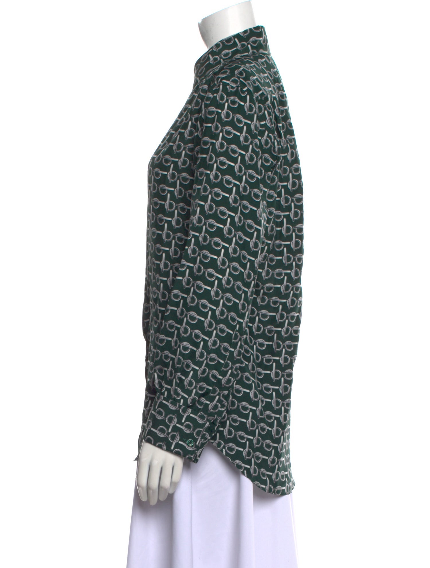 Burberry Silk Printed Button-Up Top w/ Tags