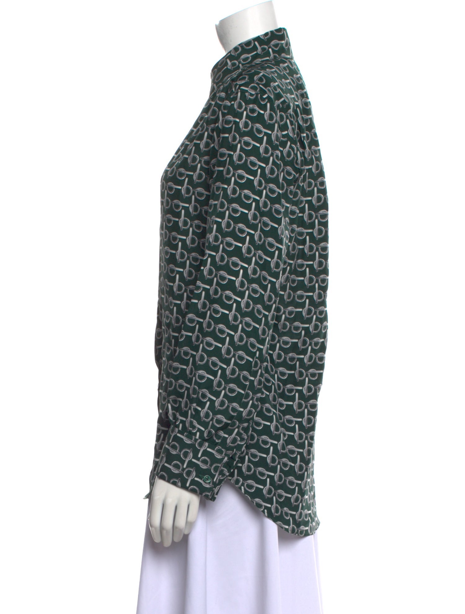 Burberry Silk Printed Button-Up Top w/ Tags