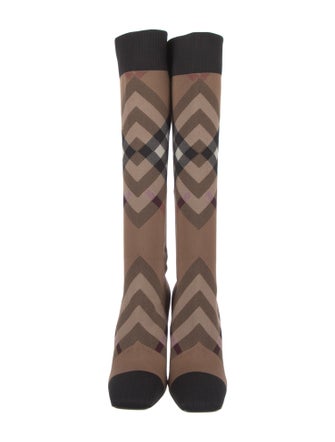 Burberry House Check Pattern Sock Boots