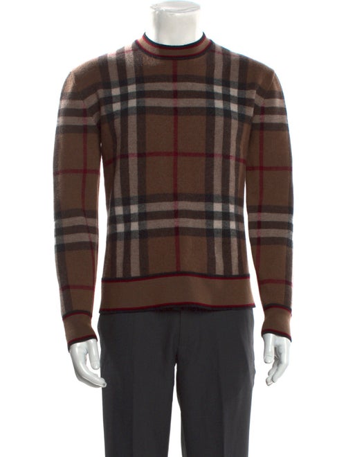 Burberry Merino Wool Plaid Print Pullover