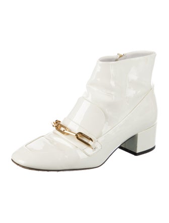 Burberry Patent Leather Chain-Link Accents Boots
