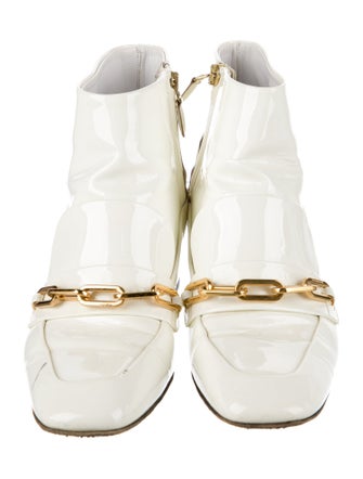 Burberry Patent Leather Chain-Link Accents Boots