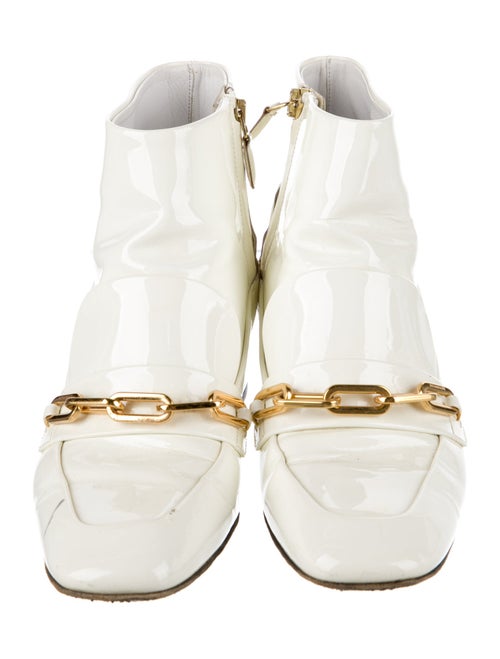 Burberry Patent Leather Chain-Link Accents Boots