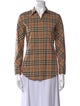 Burberry Plaid Print Long Sleeve Button-Up Top