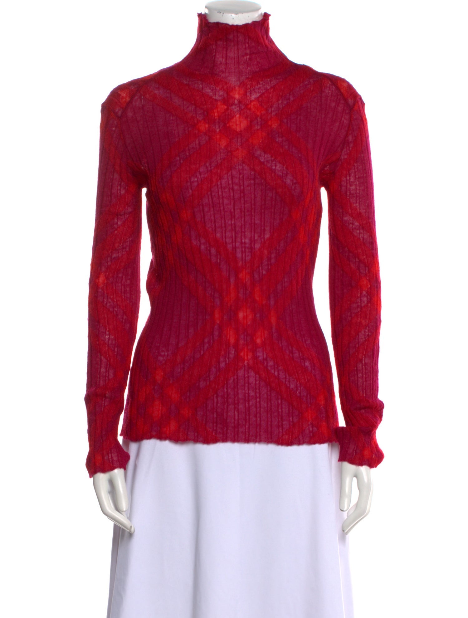 Burberry Mohair Plaid Print Sweater