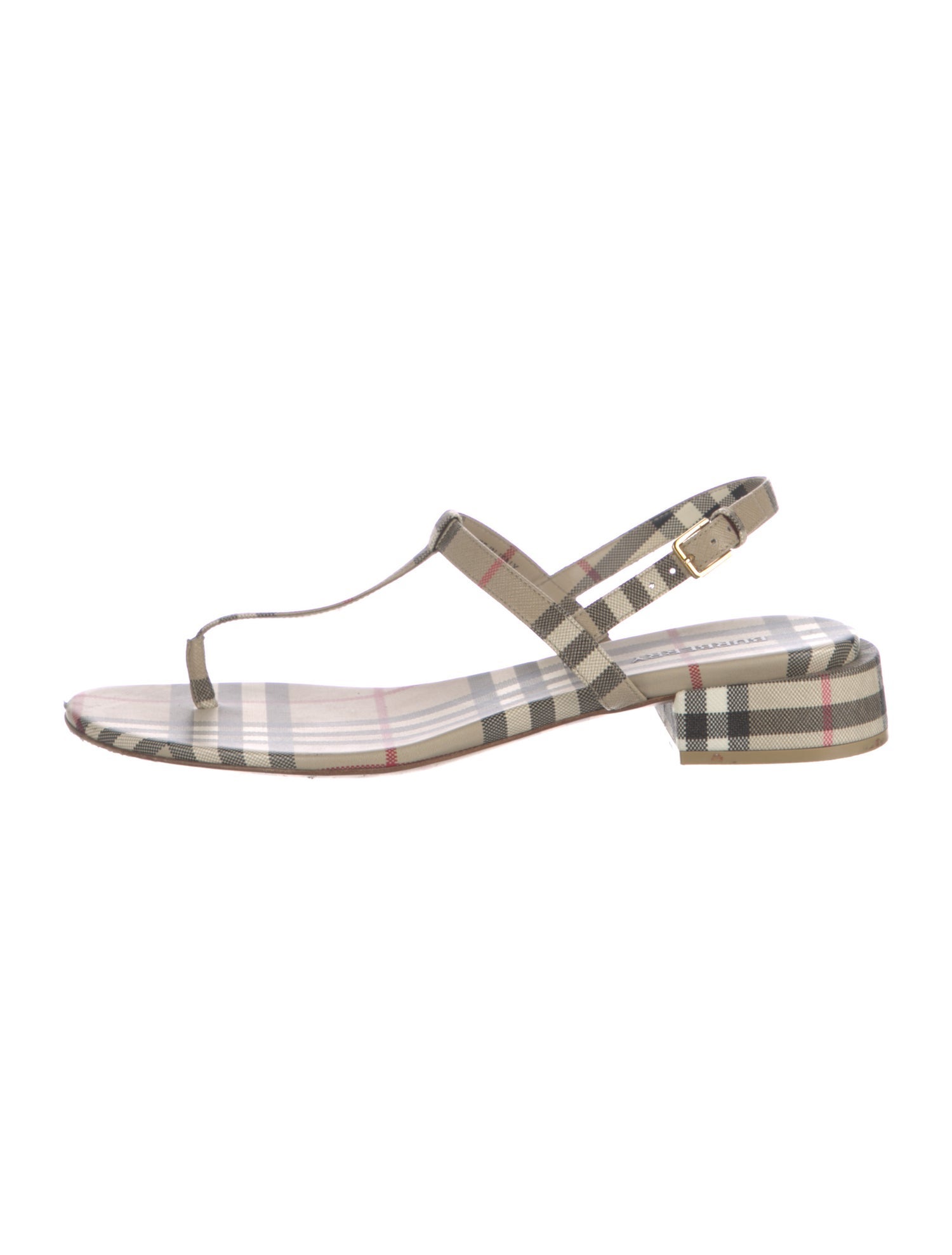 Burberry Nova Check Pattern T-Strap Sandals