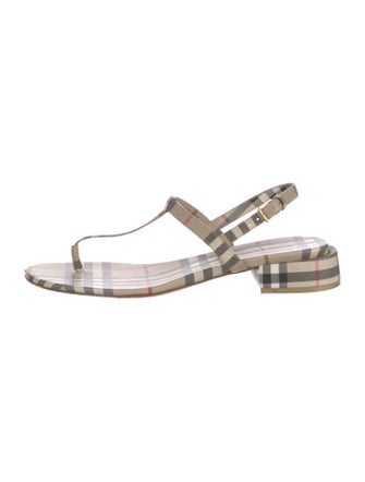 Burberry Nova Check Pattern T-Strap Sandals