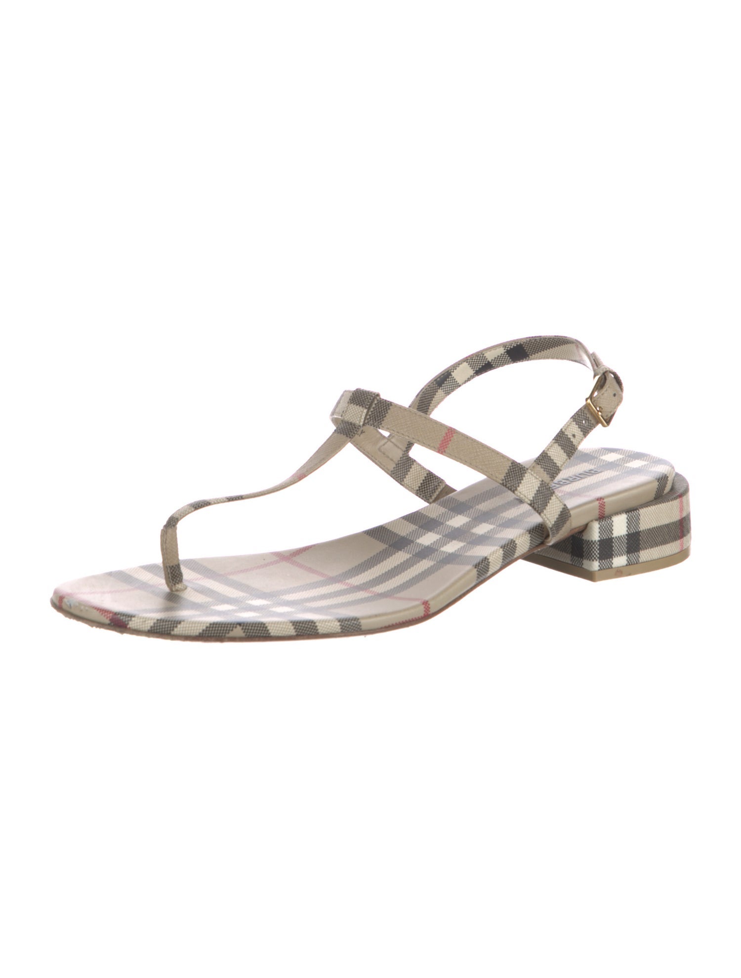 Burberry Nova Check Pattern T-Strap Sandals