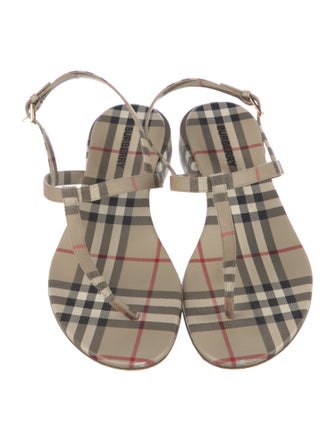Burberry Nova Check Pattern T-Strap Sandals