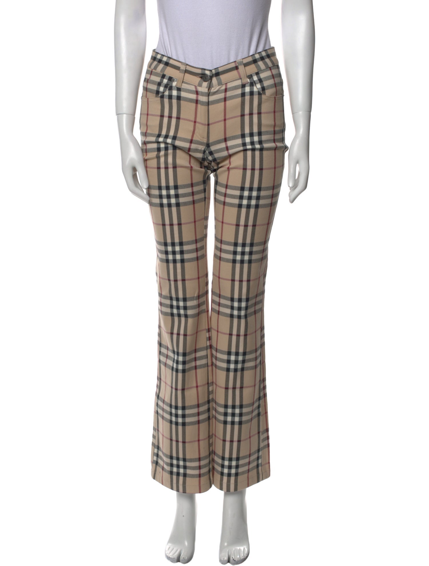 Burberry London Plaid Print Wide Leg Pants