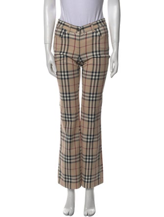 Burberry London Plaid Print Wide Leg Pants