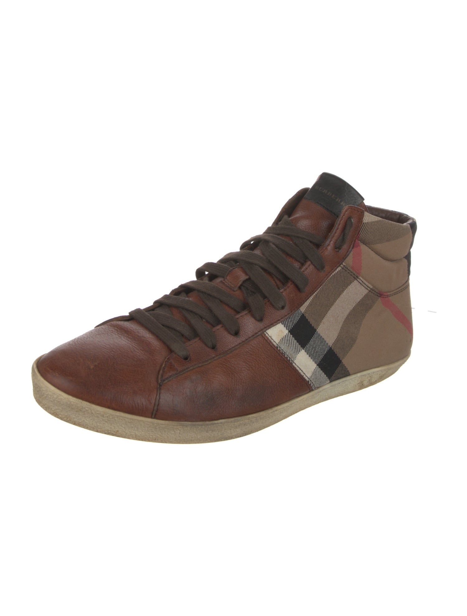 Burberry House Check Pattern Leather Sneakers