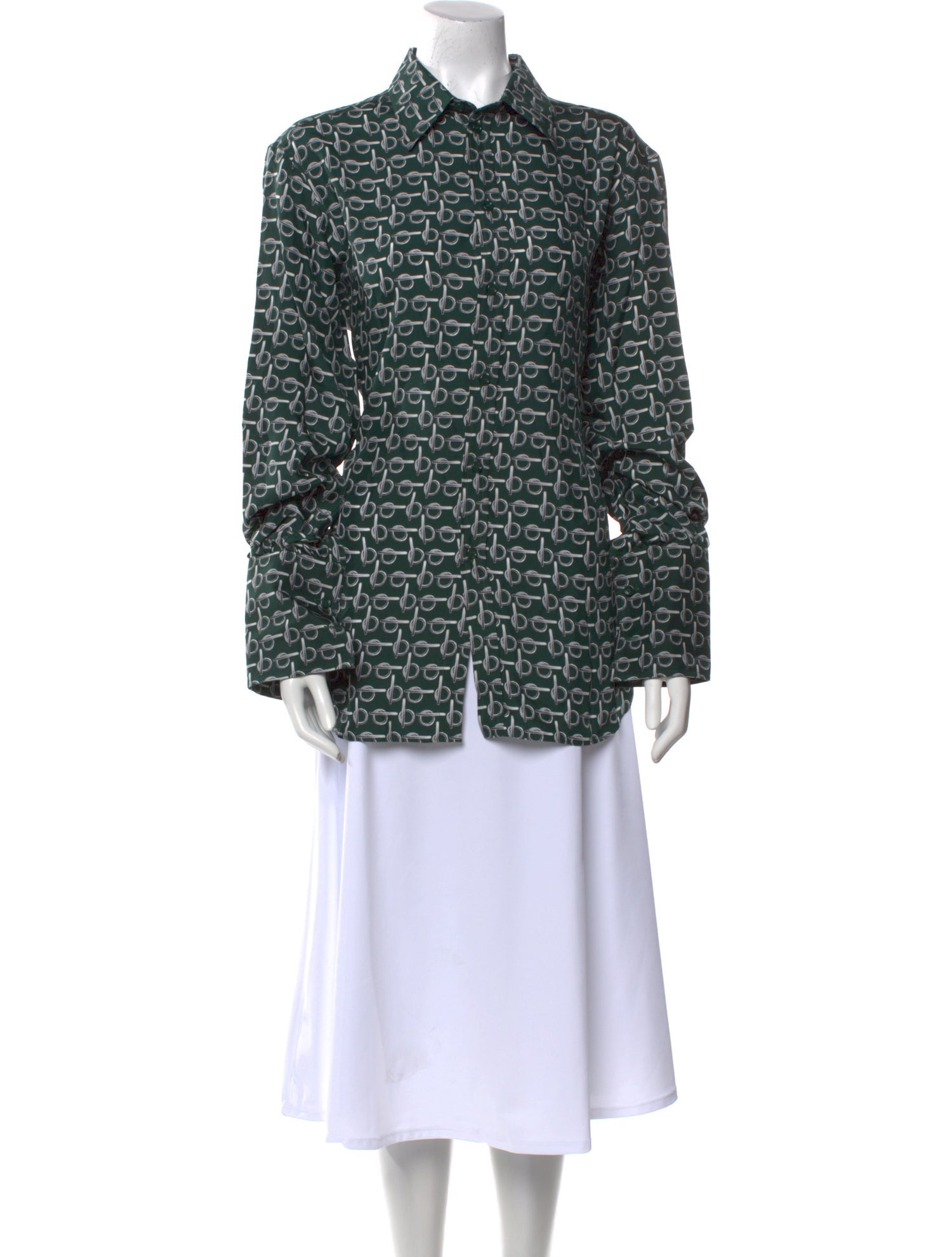 Burberry Silk Printed Button-Up Top w/ Tags