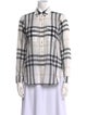 Burberry Plaid Print Long Sleeve Button-Up Top