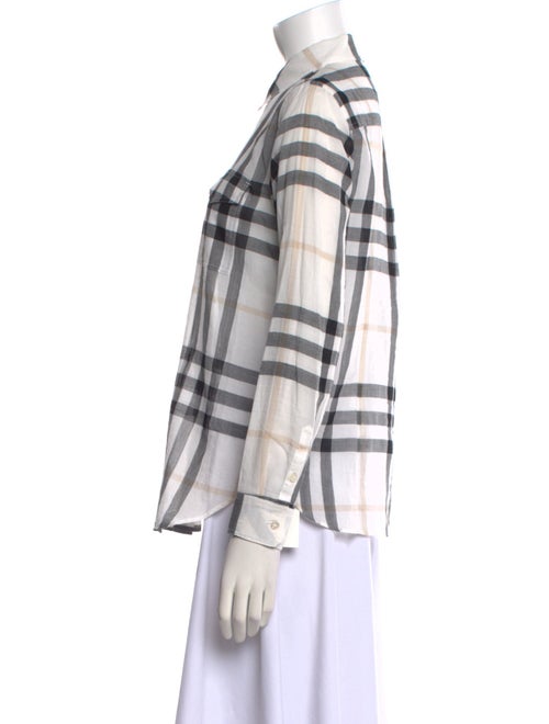 Burberry Plaid Print Long Sleeve Button-Up Top