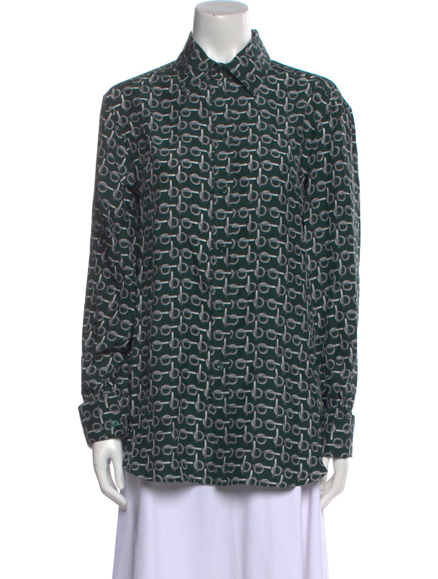 Burberry Silk Printed Button-Up Top