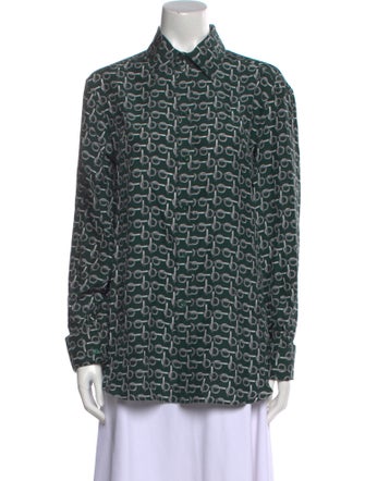 Burberry Silk Printed Button-Up Top