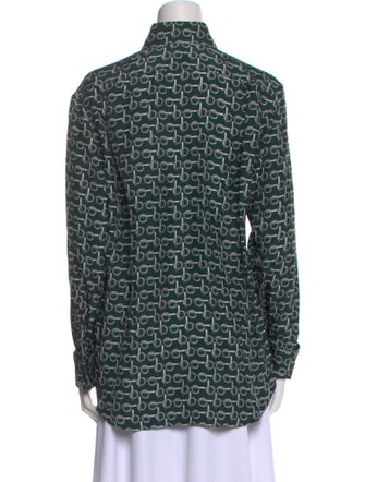 Burberry Silk Printed Button-Up Top