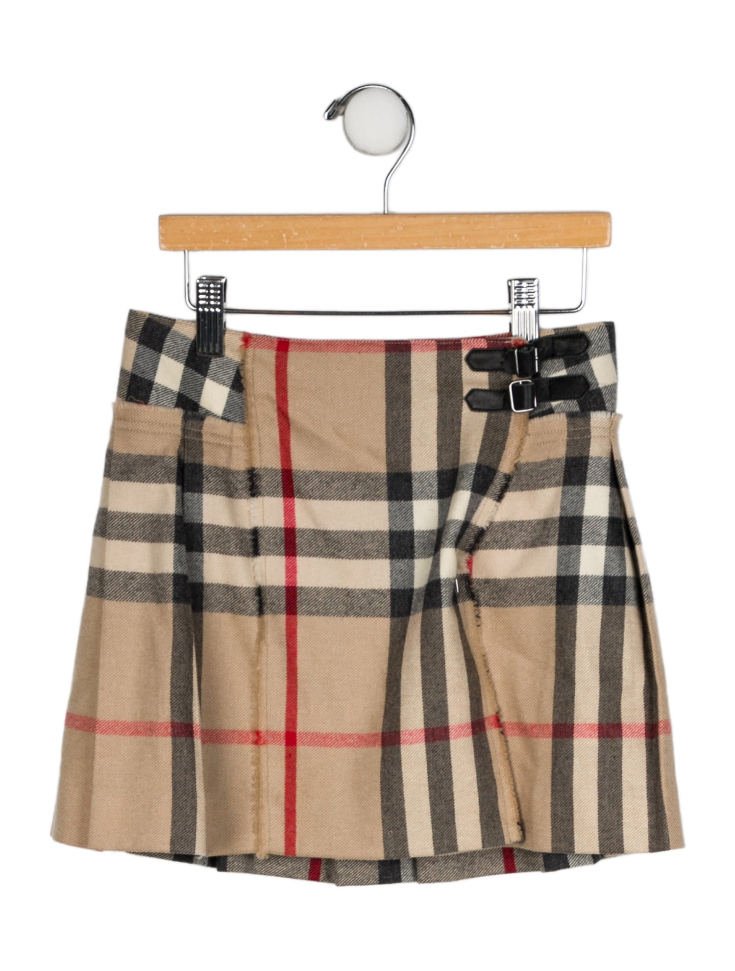 Burberry Girls' Check Print Wool Skirt