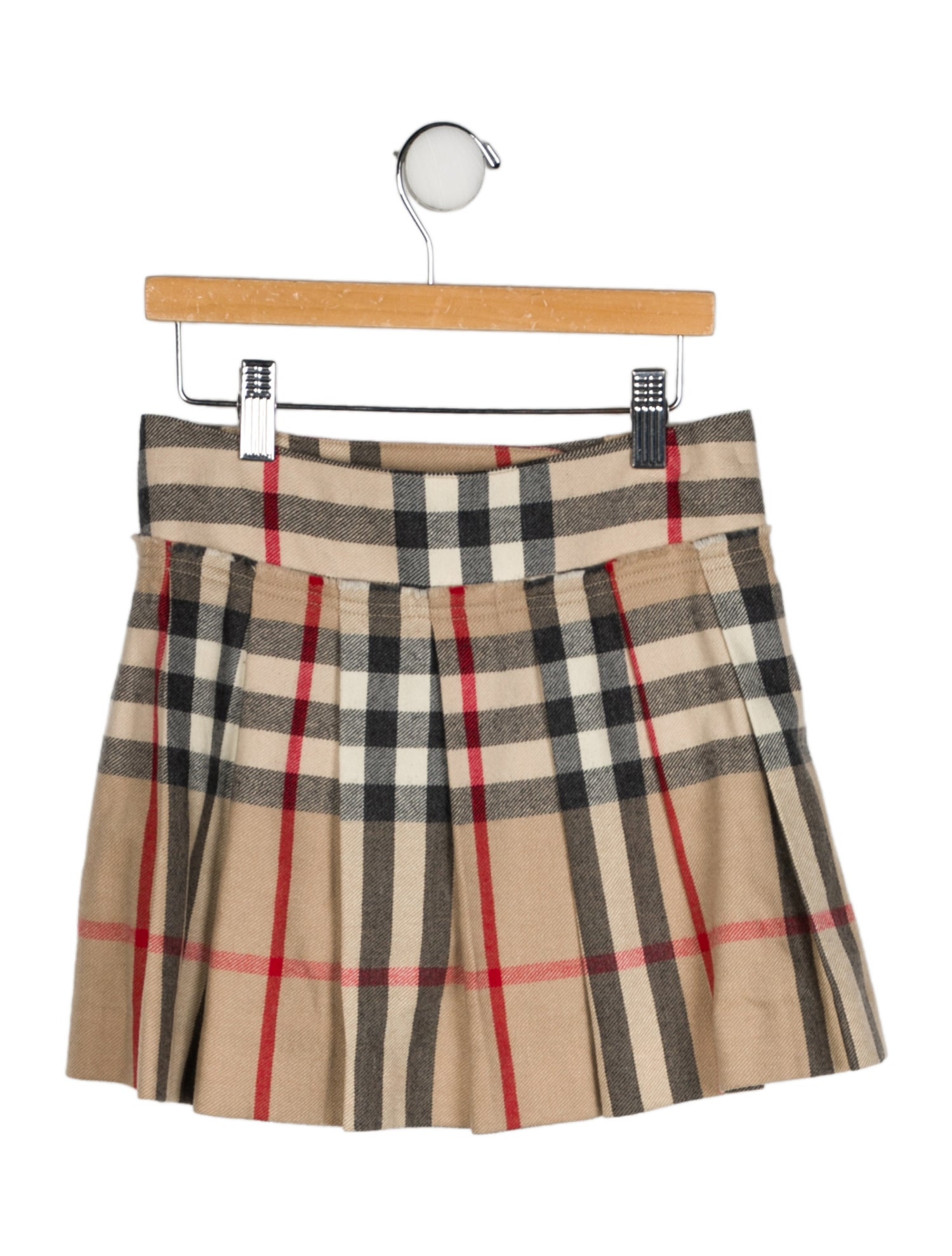 Burberry Girls' Check Print Wool Skirt