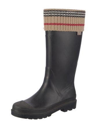 Burberry London Nova Check Pattern Rubber Rain Boots