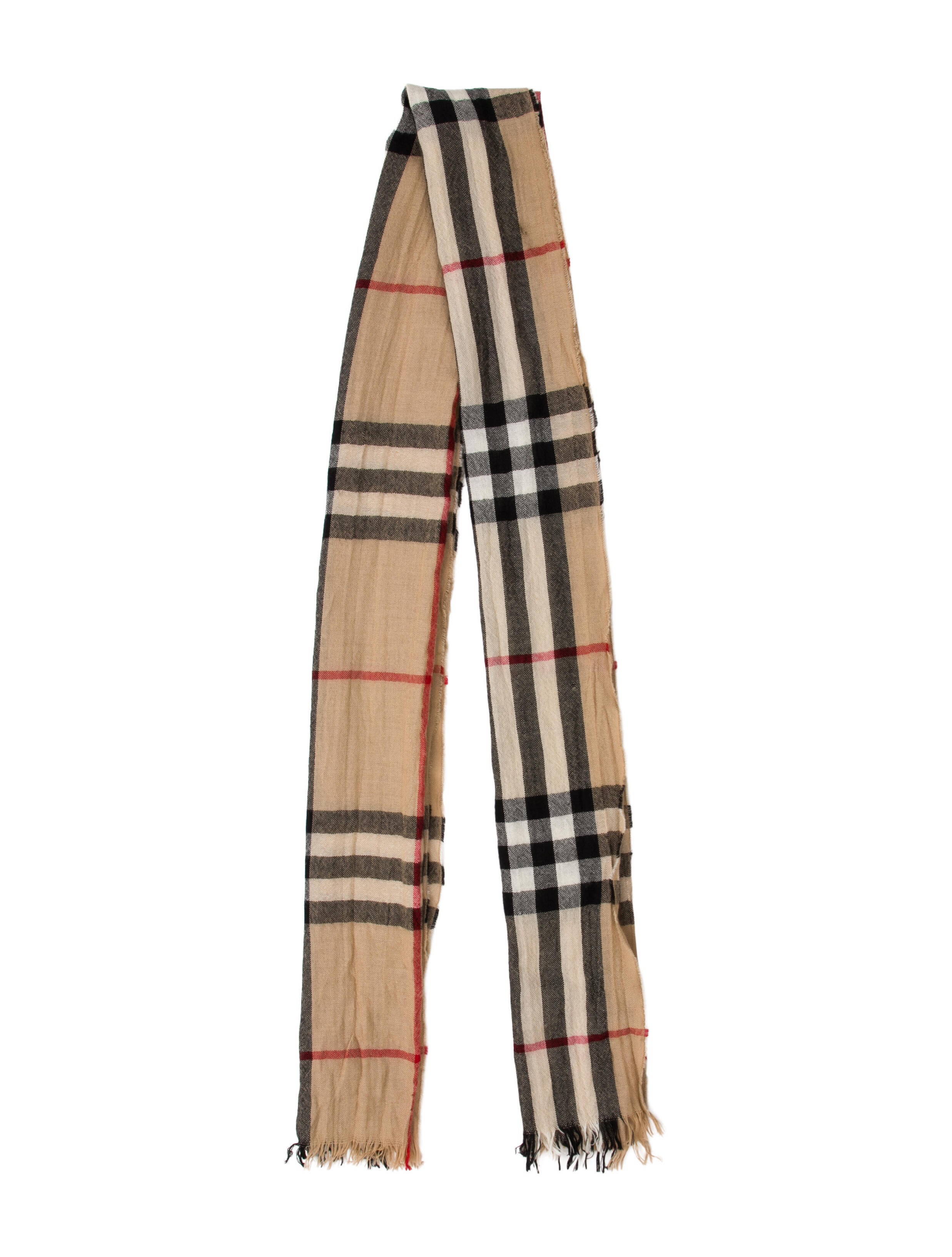 Burberry Wool Plaid Print Scarf