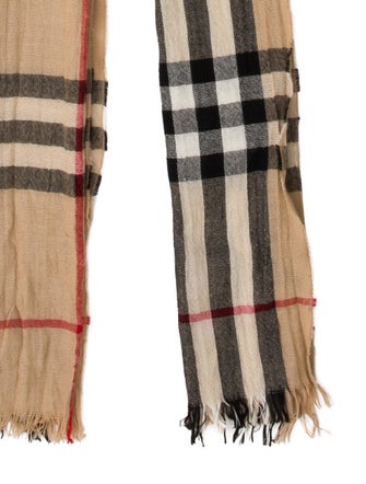 Burberry Wool Plaid Print Scarf
