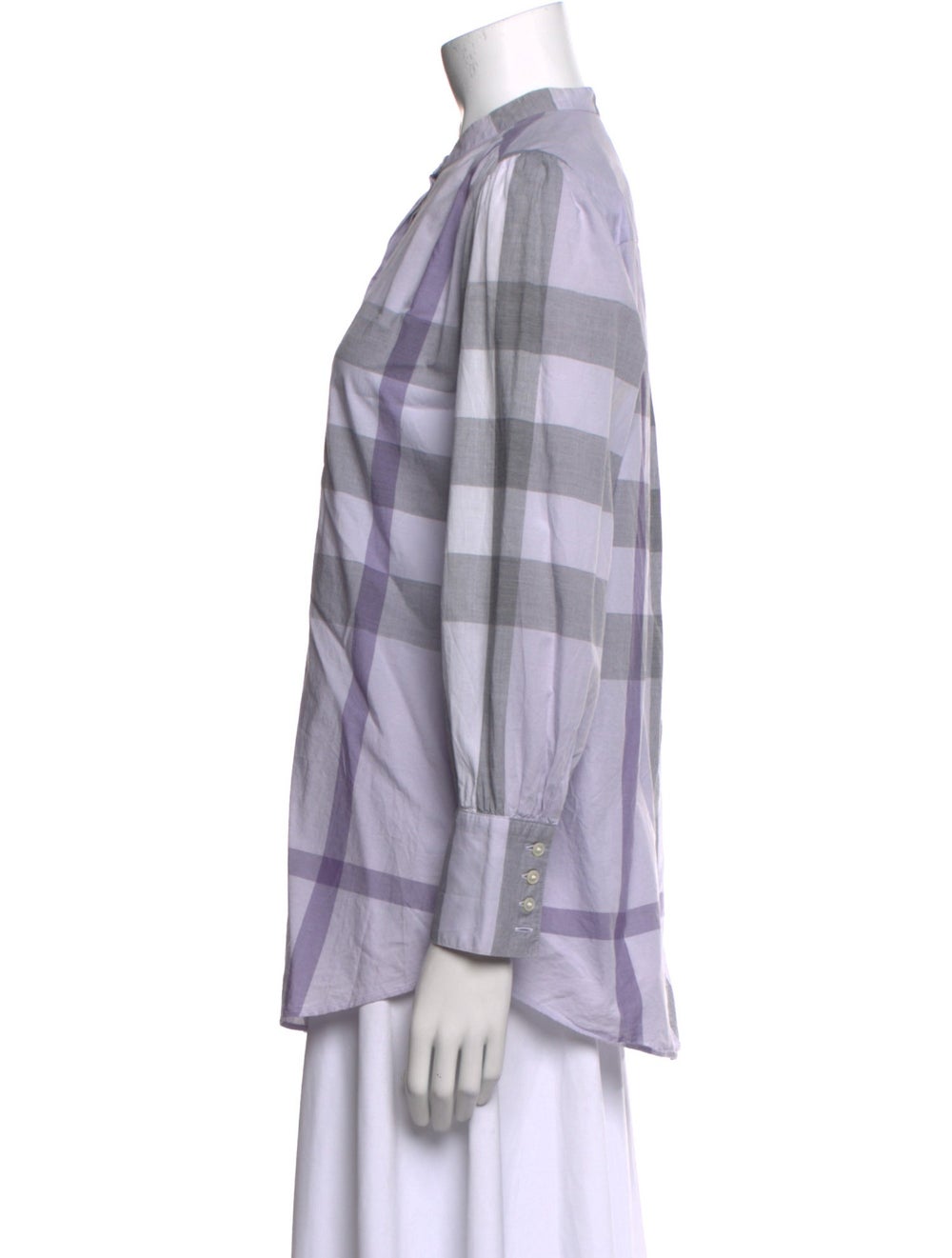 Burberry Button-Up Top Exploded Check Pattern Lon… - image 2