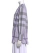 Burberry Plaid Print Mock Neck Button-Up Top