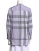 Burberry Plaid Print Mock Neck Button-Up Top