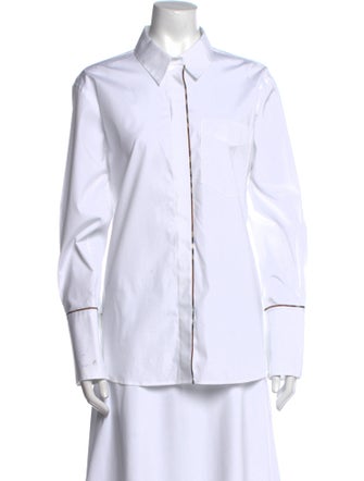 Burberry Long Sleeve Button-Up Top