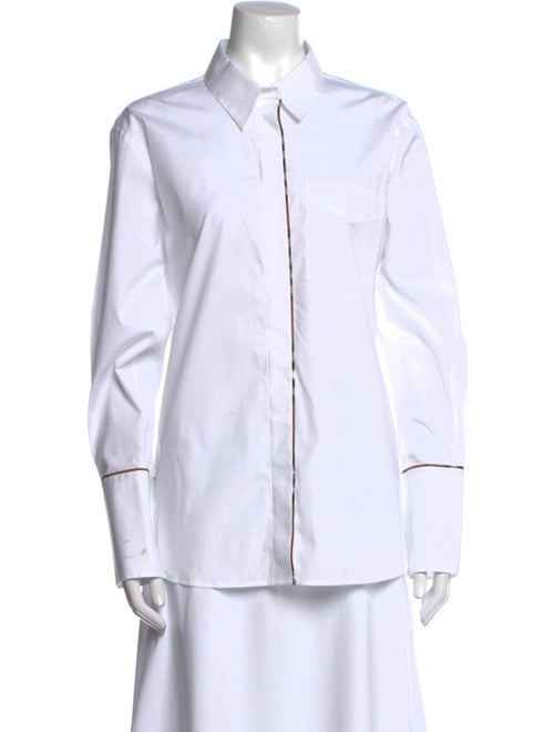 Burberry Long Sleeve Button-Up Top