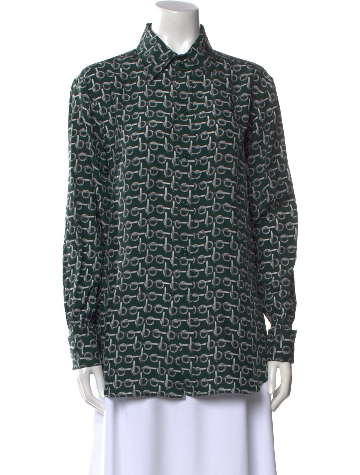 Burberry Silk Printed Button-Up Top