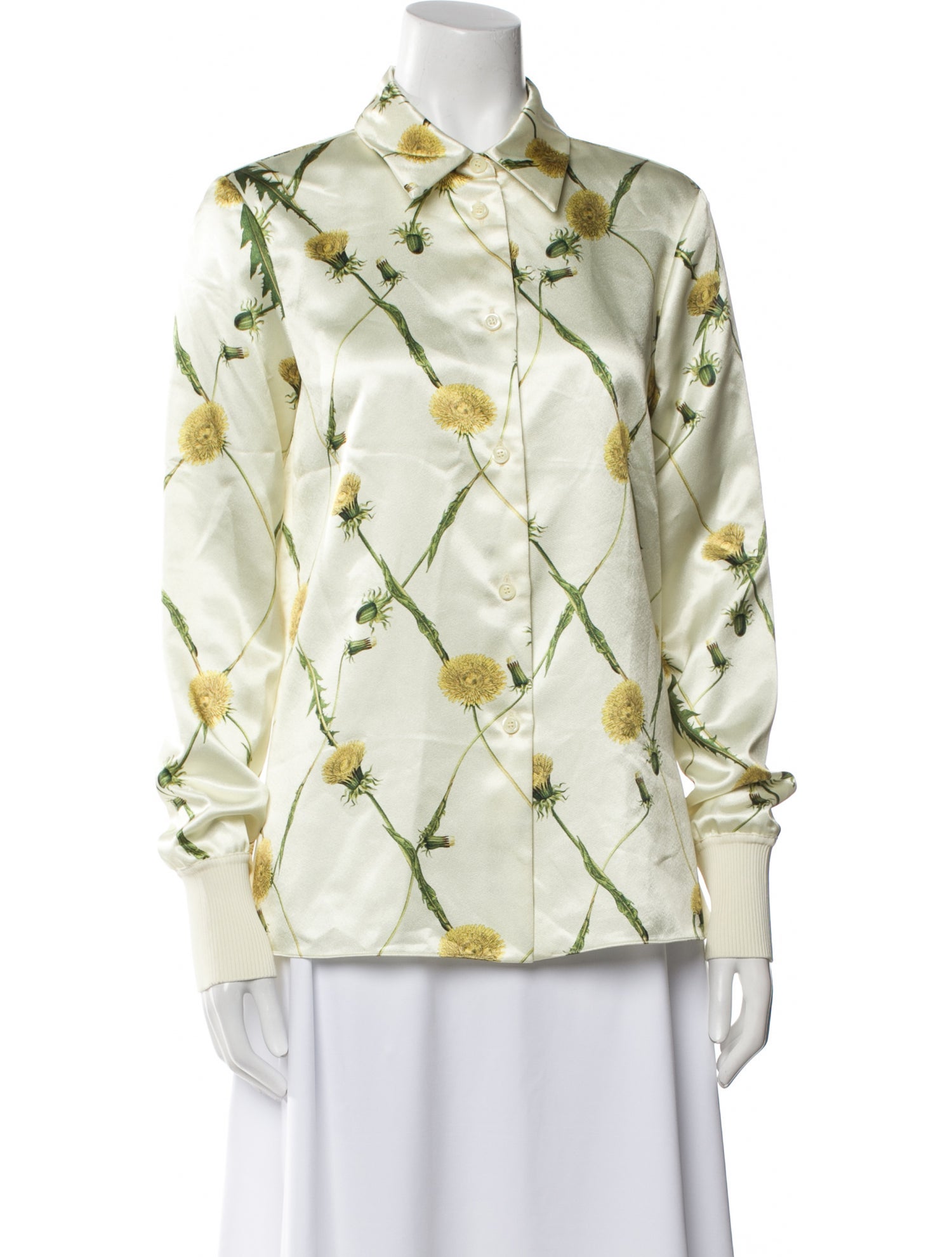 Burberry Printed Long Sleeve Button-Up Top