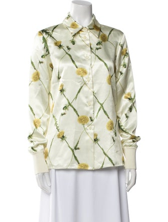 Burberry Printed Long Sleeve Button-Up Top