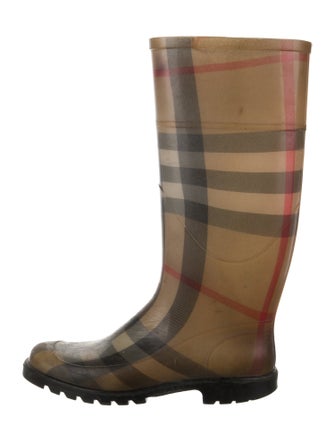 Burberry Nova Check Pattern Rubber Rain Boots