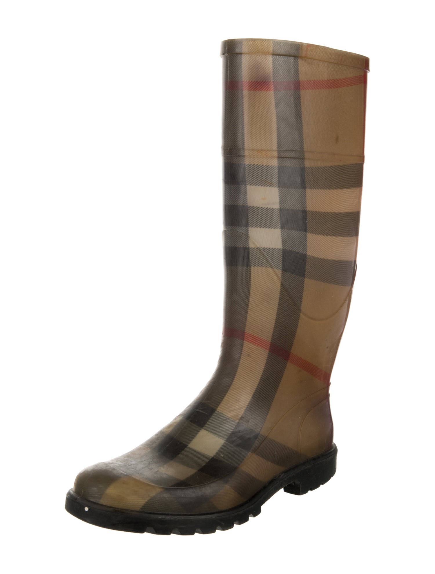 Burberry Nova Check Pattern Rubber Rain Boots