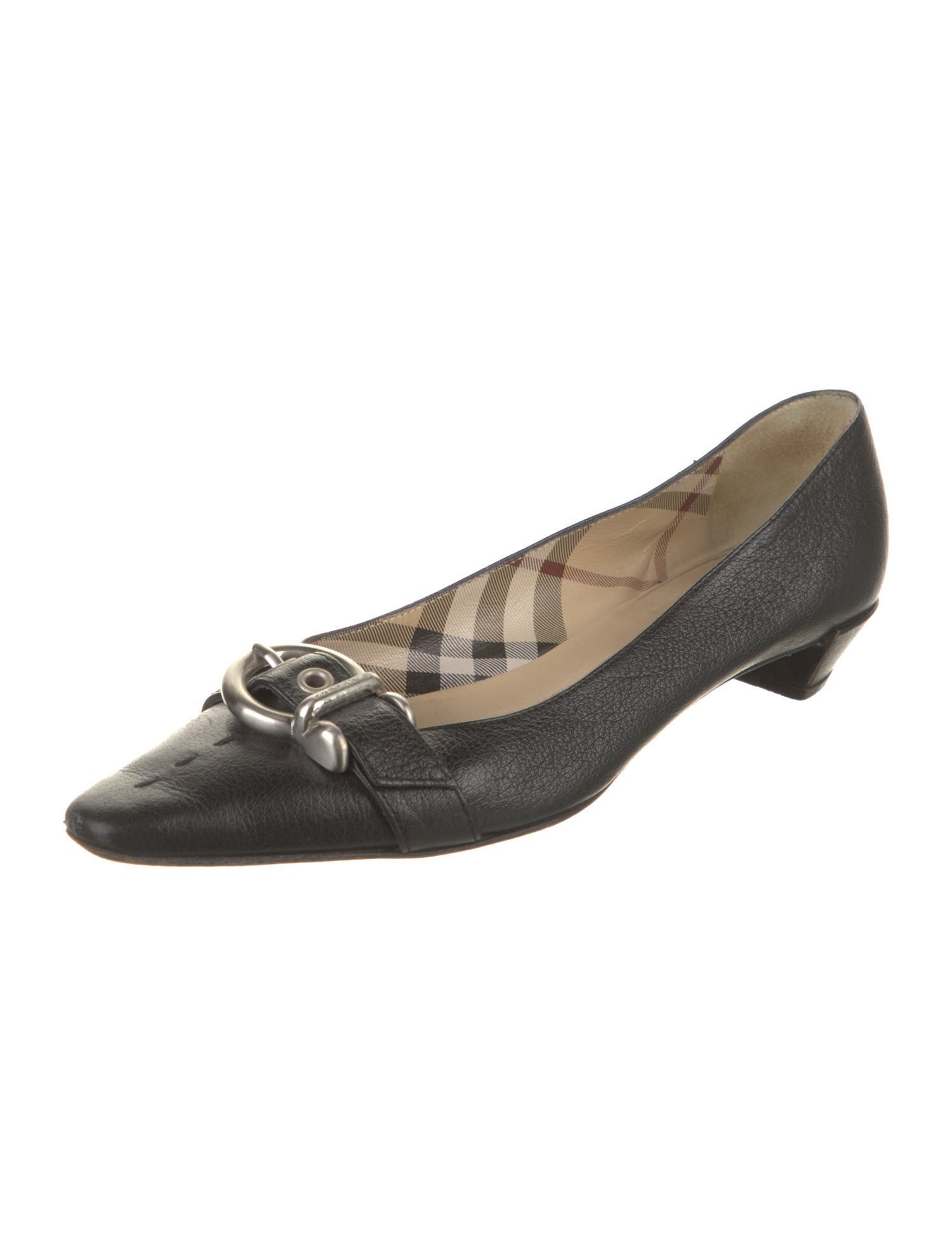 Burberry Nova Check Pattern Leather Ballet Flats
