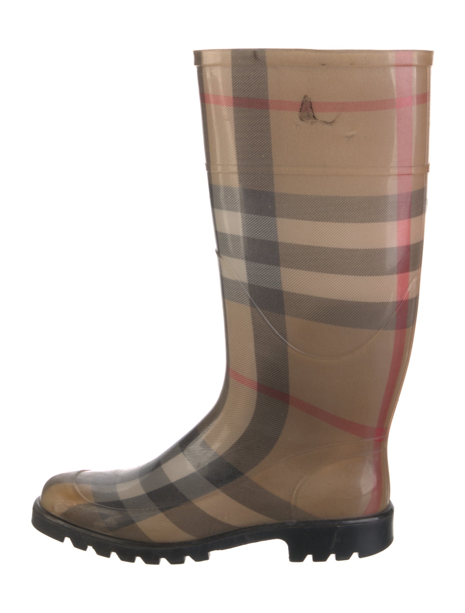 Burberry Rubber Plaid Print Rain Boots