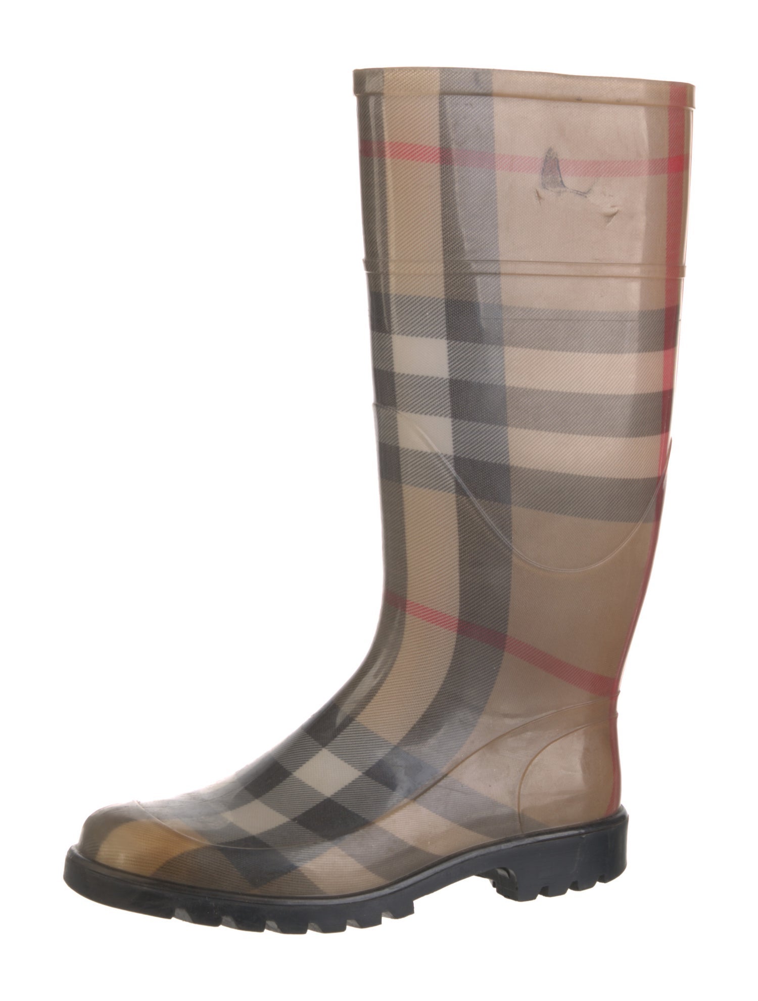 Burberry Rubber Plaid Print Rain Boots