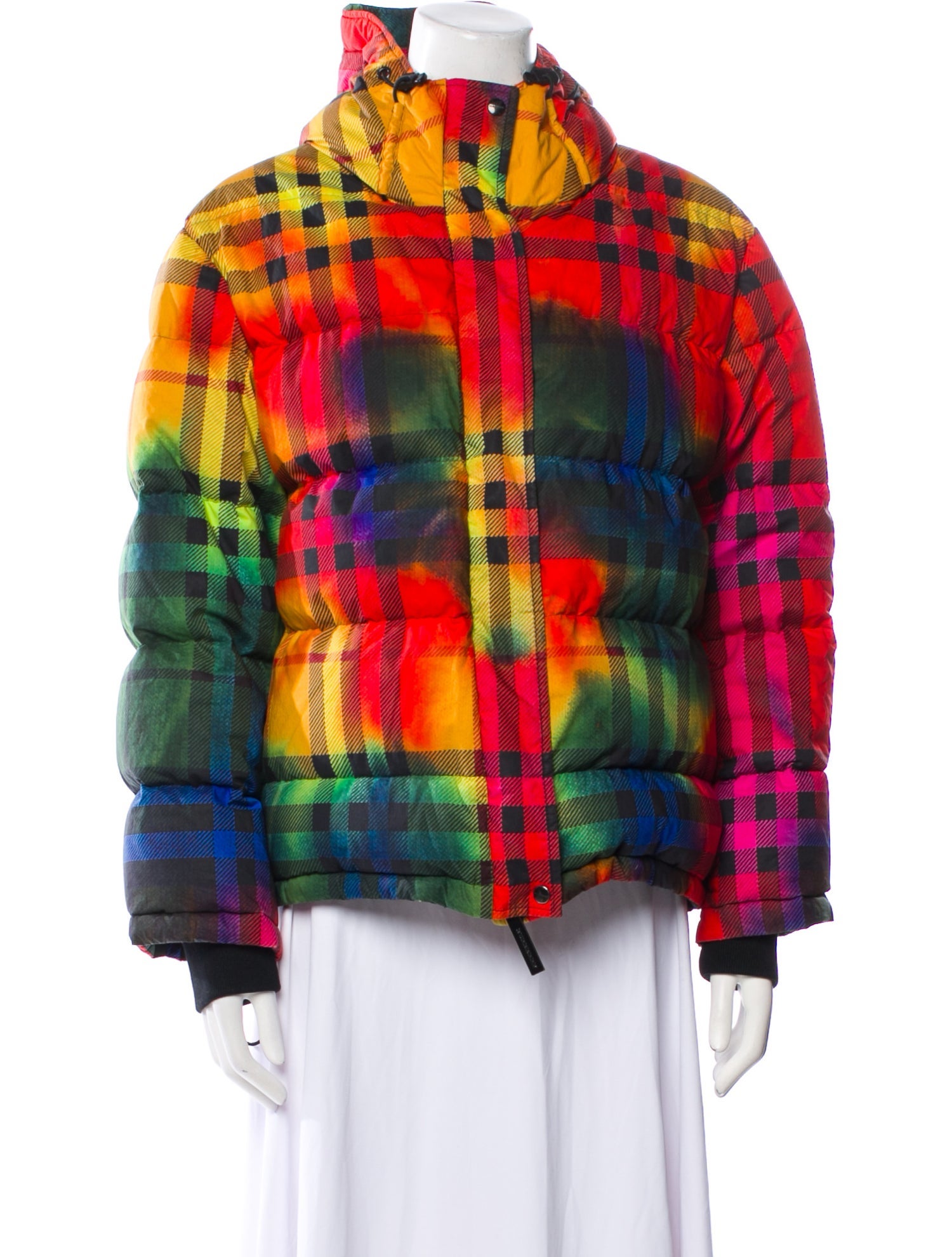 Burberry Plaid Print Down Jacket