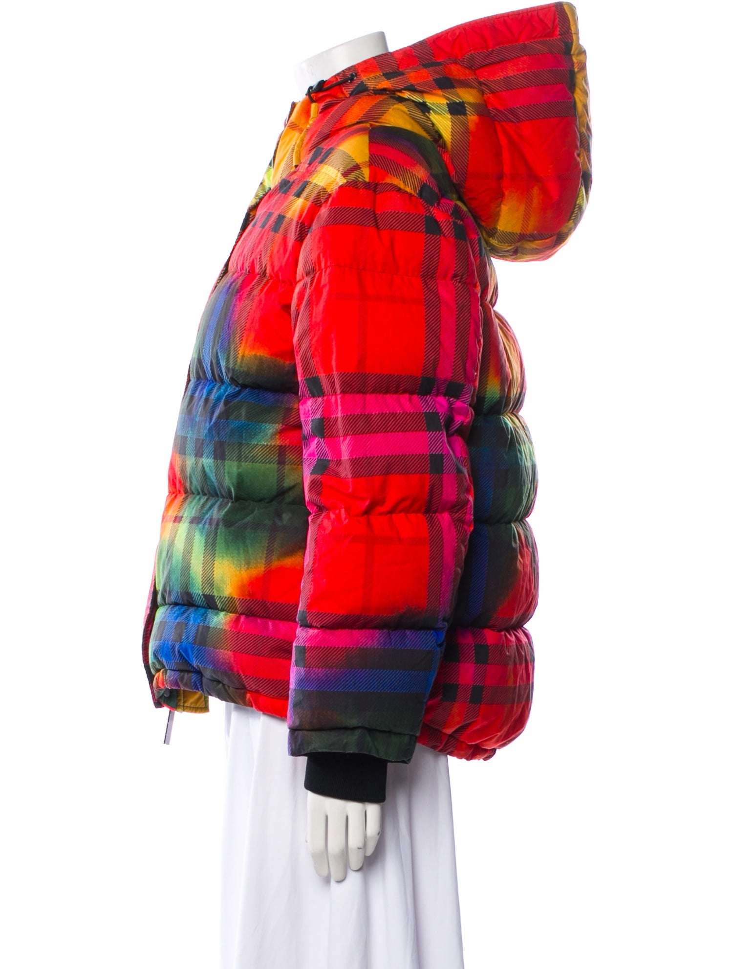Burberry Plaid Print Down Jacket